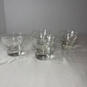 Vintage 4 Clear Eva Zeisel Weighted Lowball Whiskey Glasses MCM Barware